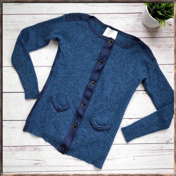 3.1 PHILLIP LIM Blue Wool Cashmere Cardigan S - Picture 1 of 6